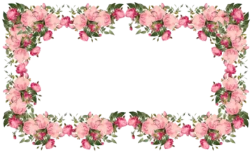 a floral frame with pink flowers and leaves