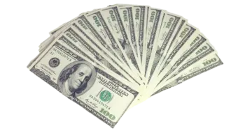 a pile of money on a white background