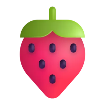 a strawberry with a green leaf on top