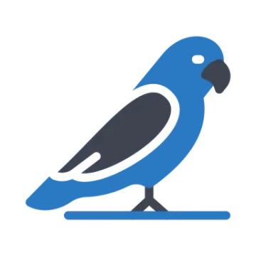 a blue bird on a white background