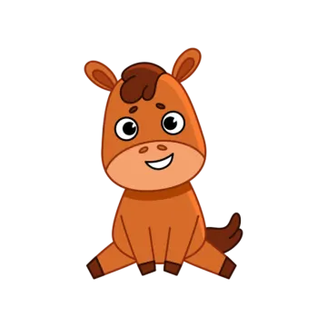 a cartoon horse sitting on the ground