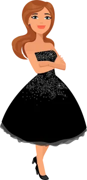a woman in a black dress