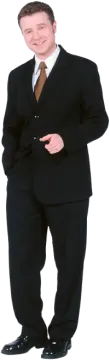 a man in a suit and tie standing