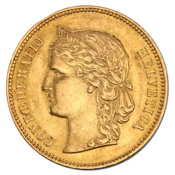 a gold coin with the head of a woman