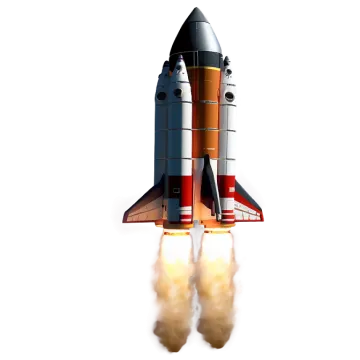a rocket is flying through the air on a white background
