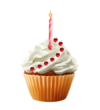 a cupcake with a candle on top