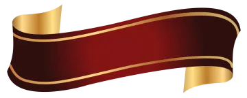 a red and gold ribbon on a white background