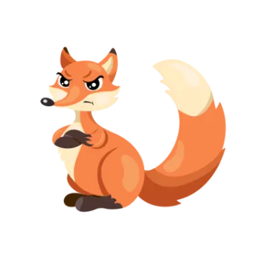 a cartoon fox sitting on the ground