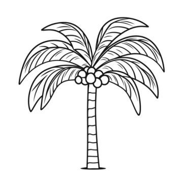 a black and white palm tree