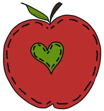 an apple with a heart in the middle