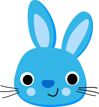a blue bunny face with black eyes