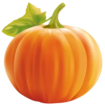 a pumpkin with green leaves on it