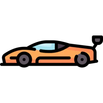 an orange sports car on a white background