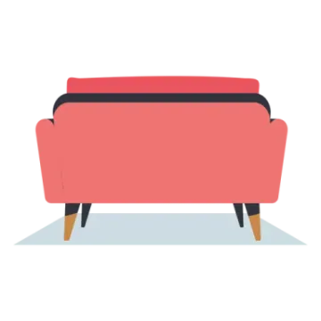 a red couch on a white background
