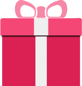 a red and white gift box with a bow
