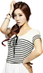 a woman wearing a white and black striped top