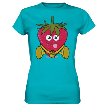 a woman's t - shirt with an image of a strawberry