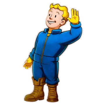 a cartoon of a man in blue overalls and yellow gloves
