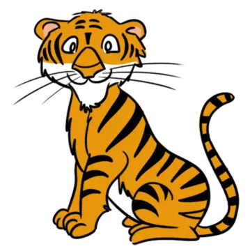 a cartoon tiger sitting on the ground