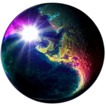 a planet with the sun shining through it