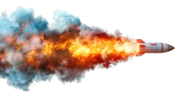 a rocket with smoke coming out of it
