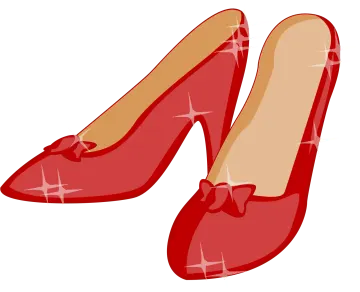 a pair of red shoes with bows