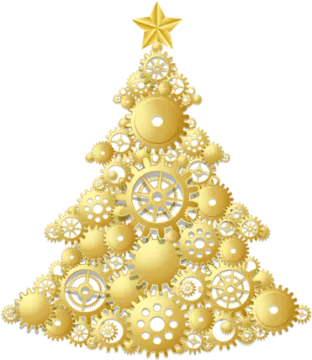 a christmas tree made out of gears
