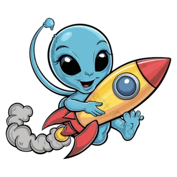 an alien with a rocket in his hand