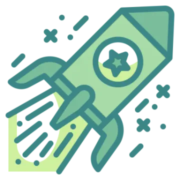 a green rocket with a star in the middle