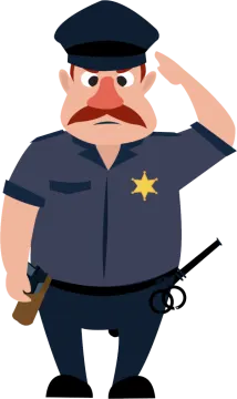 a police officer with his hand on his head