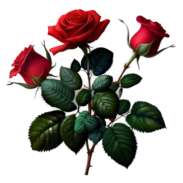 three red roses on a white background