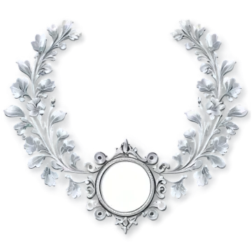 a silver wreath frame with flowers and leaves