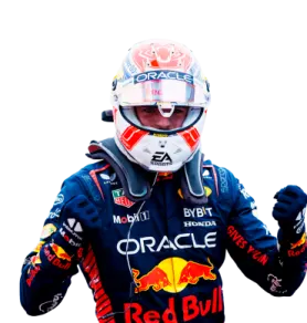 a man in a red bull suit and helmet