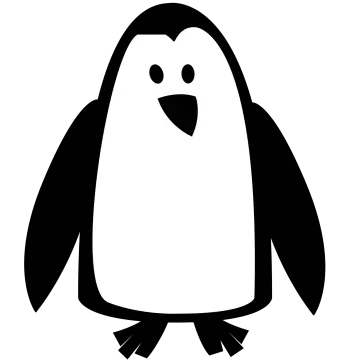 a black and white penguin on a white background