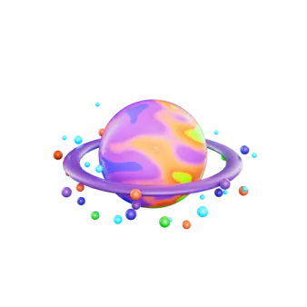 an image of a planet with colorful spheres