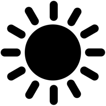 a black and white sun icon