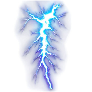 a blue lightning bolt on a white background