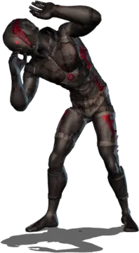 an image of a man in armor with red paint