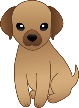 a brown dog with black eyes sitting down