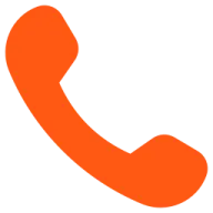 an orange phone icon on a white background