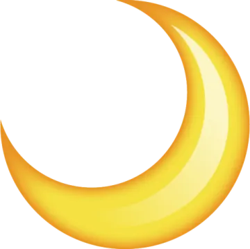 a yellow crescent on a white background