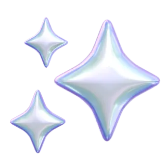 three shiny stars on a white background