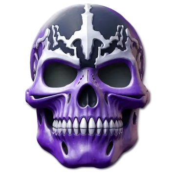 a purple skull mask on a white background