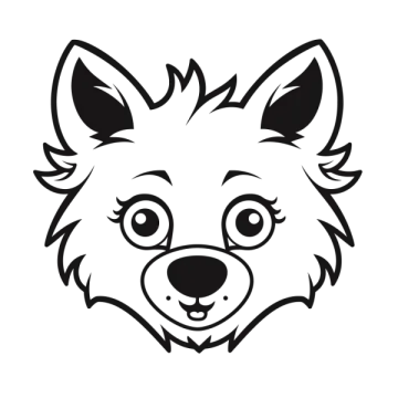 a black and white drawing of a wolf's face