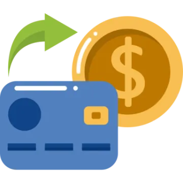 a credit card next to a dollar coin
