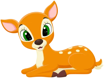 a cartoon deer laying down on the ground
