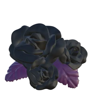 a bunch of purple and black roses