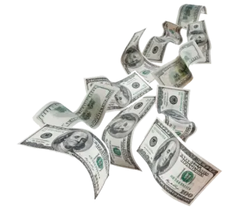 a pile of money on a white background