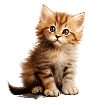 a drawing of a kitten sitting on the ground