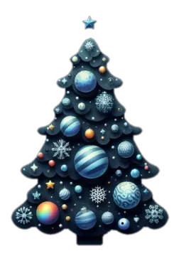 a christmas tree with planets and stars
